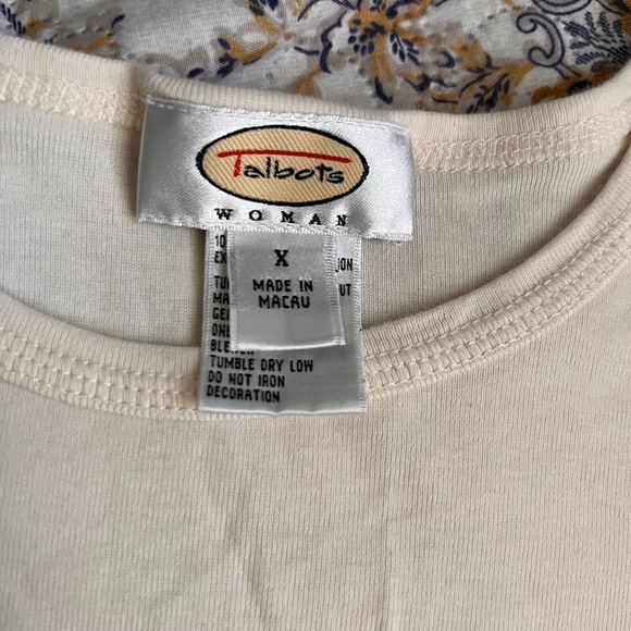 Talbots Cream Top with Purple Floral Accents - Picture 3 of 8
